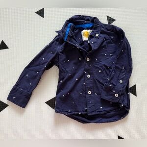 BODEN|toddler boy navy star print button down long sleeve shirt,novelty print•••